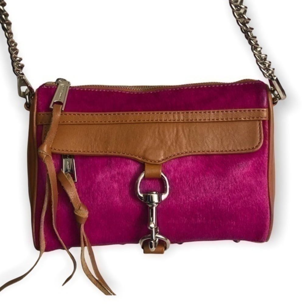 Rebecca MINKOFF rare pink calfskin and brown leather crossbody bag